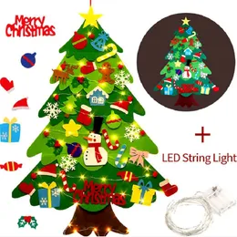 Julekorationer DIY Hantverk LED Filt Tree Toys Door Wall Ornaments Fake Kids Toy Party Decoration For Home 220921