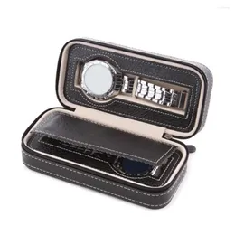 Watch Boxes 2/4/8 Grids Display Storage Box Case Tray Zippered Travel Collector Faux Leather