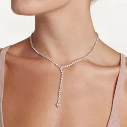 Pendant Necklaces Stonefans Statement Rhinestone Y Shape Lariat Necklace Designer For Women Charm Crystal Choker Collar Body Jewelry