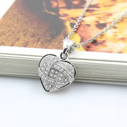Форма сердца подвесное ожерелье Sier Alted Full Diamonds Stone Women Girls Lady Wedding Jewelry 2024