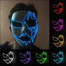 Parti Maskeleri Glow Cosplay Neon Led maskeli maskeli fırın Led Işık Up Dark Malzemeler 220920
