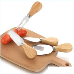 Cheese Tools Set Set dębowe uchwyt na widelrz kit łopaty pieczenia pizza slicker cutter kkf2022 rartj drop deli otuta