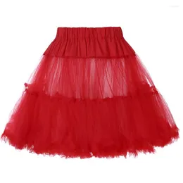 Kjolar 2022 Black Red White Women Tutu kjol mini tyll netting crinoline rockabilly petticoat underskirt slip vintage