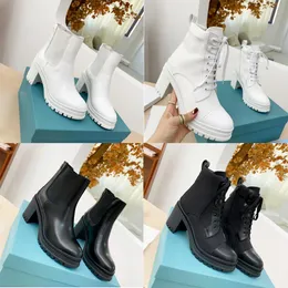 Boots 2023 Designer Paris Brushed Leather And Nylon Laced Fabric Boots Monolith Mini Bag Lug Sole Combat Women Ankle Australia Platform Heels