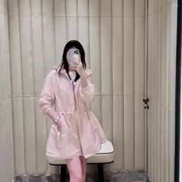 Women's Jackets LUXURY Style Sun Protection Hooded Trench Spring Summer Pleated Zipper Skirt Long Coats Casual Outerwear