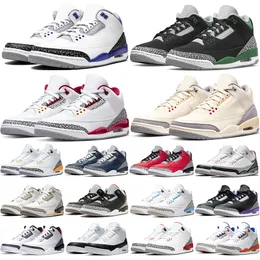 Utomhusskor jumpman 3s 3 Basketskor Cardinal Röd Muslin Fur Grön Midnight Navy Racer Blå Vit Cement Cool Grå Eldröd Fragment Midnight Navy