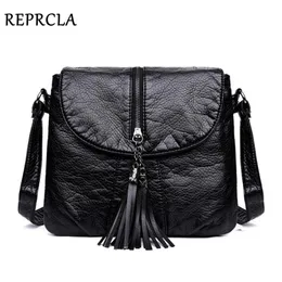 Evening Bags REPRCLA Designer Shoulder Soft Leather Handbag Women Messenger Crossbody Fashion Female Flap Bolsa 220921