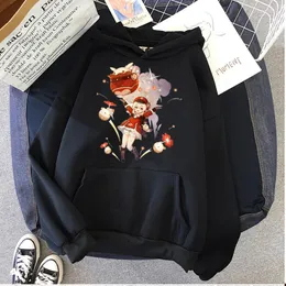 女性のフーディーズゲームGenshin Impact Unisex Pullover Lu DucとKlee Anime Print Sweatshirt Cless