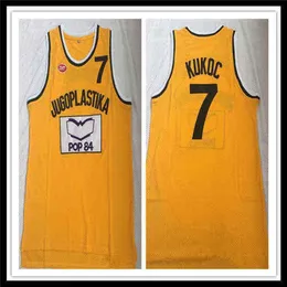 O WSKT College usa Jugoplastika masculino dividido o filme 7 Toni Kukoc Jersey Basketball barato costura amarelo Tamanho S-xxl