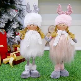 Juldekorationer träd hänge hatt liten flicka docka snögubbe plysch leksak år fest dekoration för hemgåvor 220921