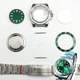 Zegarek zegarek Zestaw Restrofit Green Water Ghost 40 mm Case Solid 316L Supphire Supphire Glass Luminous Dial Hands Fass NH35/8215