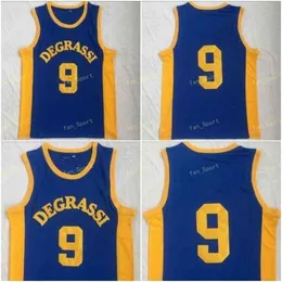 SJ Mens Degrassi Basketbol Formaları #9 Drake Jimmy Brooks DeGrassi Toplum Okulu Dikişli Blue Drake Jimmy Brooks Jersey