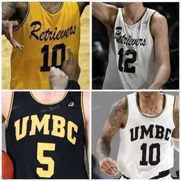 SJ NCAA College UMBC Retrievers كرة السلة Jersey 32 Dimitrije Spasojevic 0 Keondre Kennedy 25 Nathan SJ Hnson 13 Marcel Thompson Custom