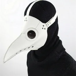 Party Masks Funny Medieval Steampunk Plague Doctor Bird Mask Latex Punk Cosplay Beak Adult Halloween Event Props White Black 220921