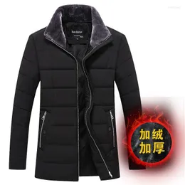 Men's Down Men's & Parkas 2022 -selling Middle-aged And Elderly Padded Jacket Plus Velvet Thick Warmth Solid Color Men