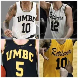 SJ NCAA College UMBC Retrievers Basketball Jersey 34 Max Portmann 35 Nolan Gerrity 5 SJ Urdan Grant 1 L. J. Owens 2 Darnell Rogers Custom