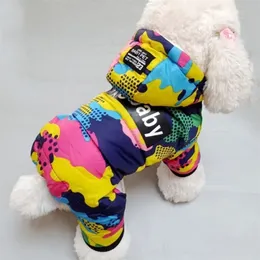 Abbigliamento per cani da compagnia Cuccioli per cuccioli inverno vestiti per cani alla moda Campo per cagnolini stampato per cagnolini con giacca calda cotone abiti da scivolo da sci per gatti cani costume hu