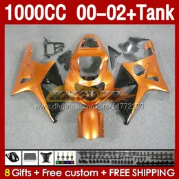 OEM Fairings Tank for Suzuki K2 GSXR-1000 GSXR 1000 CC GSXR1000 00 01 02 Body 155NO.55 GSX R1000 GSX-R1000 2001 2002 2002 1000CC 00-02 حقن قالب هادلة البرتقال البرتقالي البرتقالي