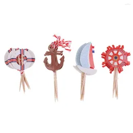 Festliga leveranser roliga 24 st /set nautical papper cupcake picks cake topper party dekor