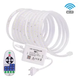 Strips LED Strip 220V 110V 2835 120LEDs/m WIFI Dimmerable Waterproof Indoor Outdoor Decoration Flexible Tape Ribbon Light Lamp