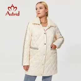 Frauen in Plusgröße Oberbekleidung Mäntel Astrid Herbst gesteppte Jacke mit Pelz Reißverschluss Buchstabe Weiß Long Coat Women Parkas Größe Tops 220922