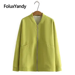 نساء S Plus Size Outerwear Coats Casual Women Autumn Jackets 3XL 4XL ZIPPER SOOLD LINg Sleeve Jacket KKFY6202 220922