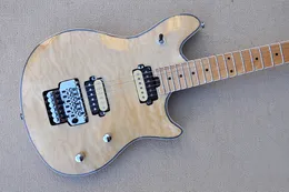 Factory Custom Natural Wood Color Guitary com bordo acolchoado, bordo do bordo braço da rocha dupla de rocha pode ser personalizada