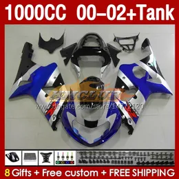 OEM Fairings &Tank For SUZUKI K2 GSXR-1000 GSXR 1000 CC GSXR1000 00 01 02 Body 155No.58 GSX R1000 GSX-R1000 2001 2002 2002 1000CC 00-02 Injection mold Fairing blue stock