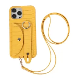 Custodie per telefoni a portafoglio da donna a tracolla per iPhone 14 13 12 11 Pro Max XR X supporto per cinturino da polso copertura posteriore antiurto anti goccia