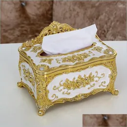 Tissue Boxes Napkins 2021 Home Retro Chair Shape 3D Carving Flower Box Paper Towel Holder Organizer Kitchen Napkin Contain Yydhhome Dh5Ke