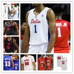 WSKT NCAA Basquete Smu Mustangs Jersey College Kendric Davis Marcus Weathers Emmanuel Bandoumel Michael Weathers Zach Nutall Tristan Clark