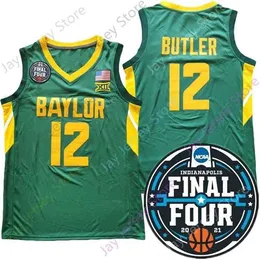 NIK1 2021 Final Four 4 Baylor Jersey NCAA Koleji 12 Jared Butler Yeşil Boyut S-3XL Genç Yetişkin
