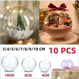 Decorazione per feste 10Pc Natale Palla trasparente Alberi di plastica Scatola aperta Palline Ornamento Regalo di nozze Presente Decorazione domesticapa Bdebag Dhqfy