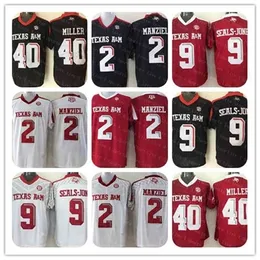 WSKT NCAA Men's Texas Am Aggies Football Jersey 15 Myles Garrett 2 Johnny Manziel 9 Ricky Seals-Jones 40 Von Miller College Shirts Black Red