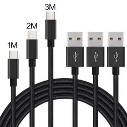 كابلات USB Type C كابلات الشحن السريع مناسبة لـ Apple Android Phone Nylon Line Line 3M