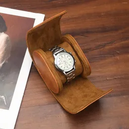 Bolsas de armazenamento Caixa de relógio de couro pu portátil vintage roll roll transe case watchwatch titular presente para aniversário de aniversário