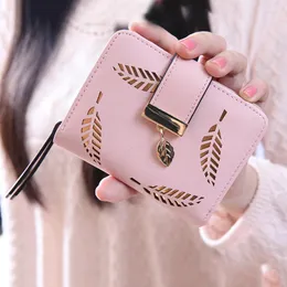 Wallets 2022 Design Women Wallet Zipper Leather Ladies Purse Hollow Small Leaves Female For S