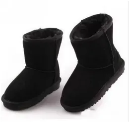 New style kids Bailey 2 Bows Boots Genuine Leather toddlers Snow Boots Solid Botas De nieve Winter Girls Footwear Toddler