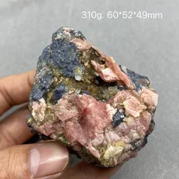 Pärlor Natural Quartz Rhodochrosite and Purple Fluorite Pyrite Mineral Crystal Exempel från Guangxi Province China