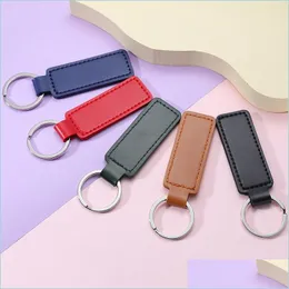 Keychains Creative Pu Leather Keychain Metal Keyring Car Keychains Pendant Personalise Gift Key Chain 10 Colors C3 Drop Dhseller2010 Dhn4E