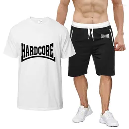 Tute da uomo HARDCORE Set di tute da uomo stampate Abbigliamento estivo Abbigliamento sportivo Camicie casual a maniche corte Pantaloncini Set da 2 pezzi