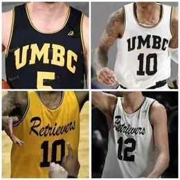 SJ NCAA COLLEGE UMBC RETRIESSバスケットボールジャージ10 Jairus Lyles 11 KJ MAURA 0 ISAIAH ROGERS 1 SJ SH ROSARIO 3 KJジャクソンカスタムステッチ