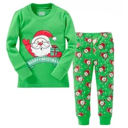 Pajamas SAILEROAD Children Christmas Santa Claus with Hello Pyjamas Set Kids Boys Nightwear Cotton Long Sleeve Sleepwear Suit 220922