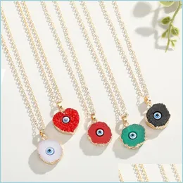 Pendant Necklaces Inspired Jewelry Resin Druzy Evil Eye Jeart Round Pendant Handmade Necklaces Christmas Party Birthday Dhseller2010 Dhjhk