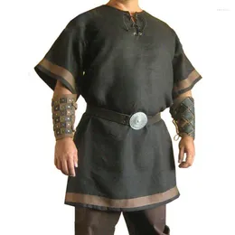 Men's T Shirts Men cosplay Medieval Vintage Renaissance Viking Warrior Knight Costume Nordic Army Pirate Tunic Shirt Tops1952