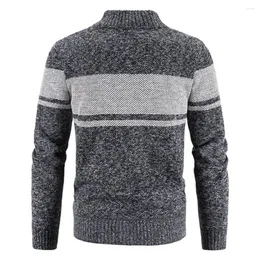 Men's Sweaters Anti-pilling Stylish Wear-resistant Color Matching Men Sweater Jacket Stand Collar Winter Zipper For Work