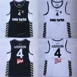 SJ Top Quality Mens Allen #4 Iverson Besiktas Cola Turka من تركيا التركية ألين إيفرسون قمصان كرة السلة