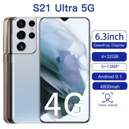 S21 Ultra Cell phones Deca Core Smartphones Shown 8GB 16GB ROM 7.3 inch Water Drop Screen 6800 mAh GPS 48.0MP Android 12 Dual sim 4G 5G Face ID Touch ID phone
