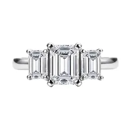 Bröllopsringar Anujewel 1 8CTTW Emerald Cut D Color Ring 18K Gold Plated 925 Sterling Silver Engagement for Women 220921