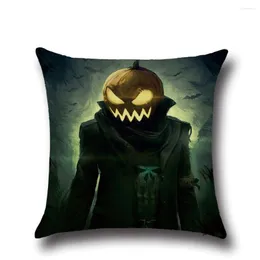 Pillow Halloween Terrorist House Pumpkin Head Cotton Linen Home Decor Sofa Office Throw Cover Car Pillowcase For Gifts